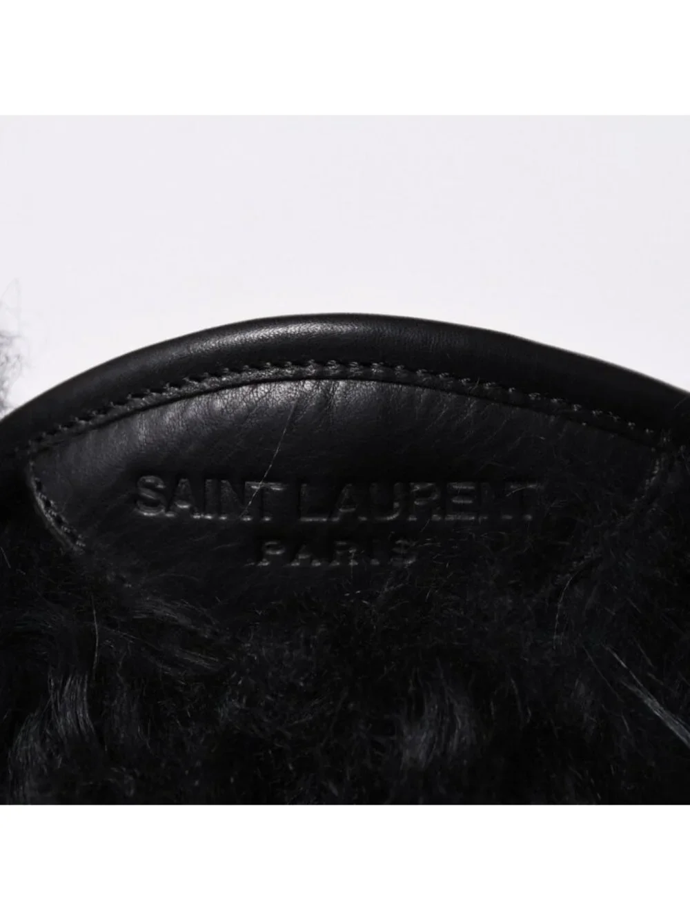 Saint Laurent Fur Boots Black Furry Mongolian Lamb Ankle